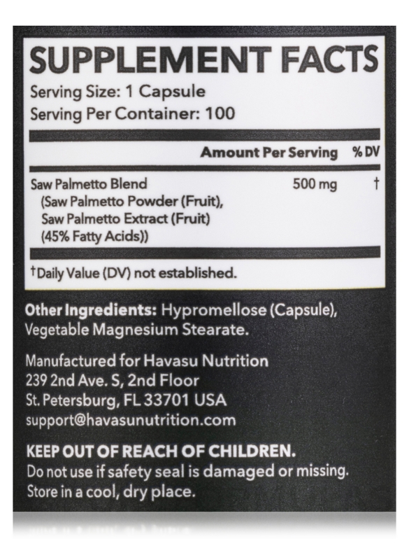 Saw Palmetto Extra Strength - 100 Capsules - Alternate View 4