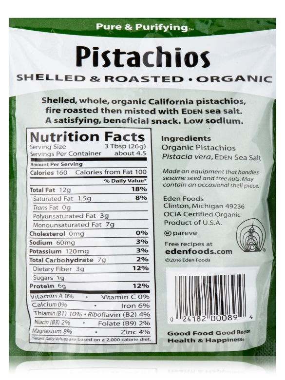 Pistachios Shelled & Dry Roasted - 4 oz (113 Grams) - Alternate View 2