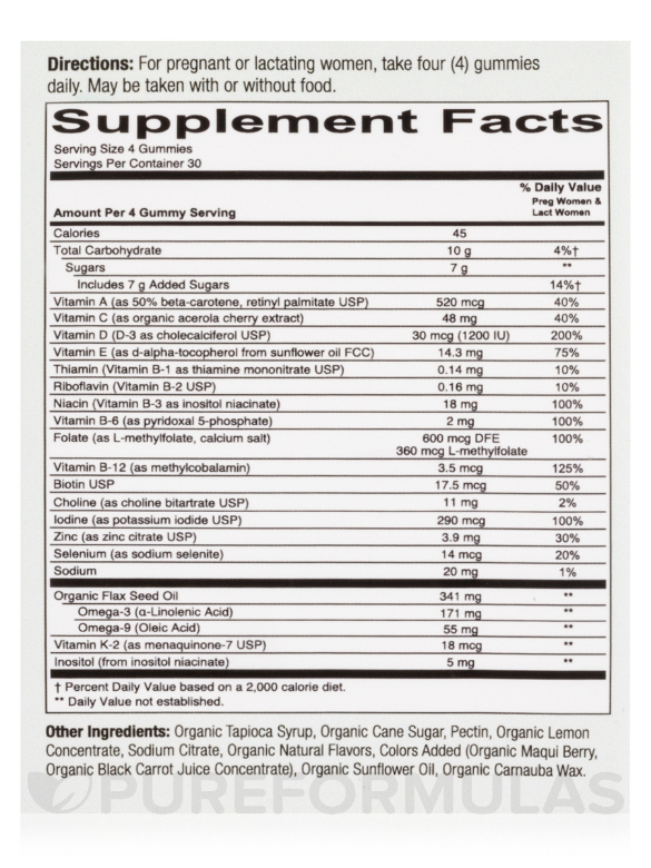 Organic - Prenatal Formula - 120 Vegetarian Gummies - Alternate View 4