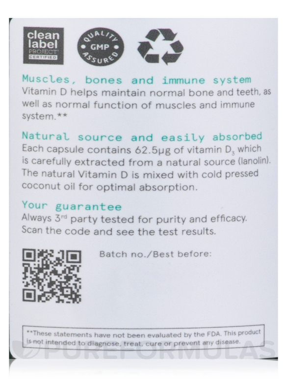 D3 - Vitamin D (2500 IU) - 120 Softgels - Alternate View 4