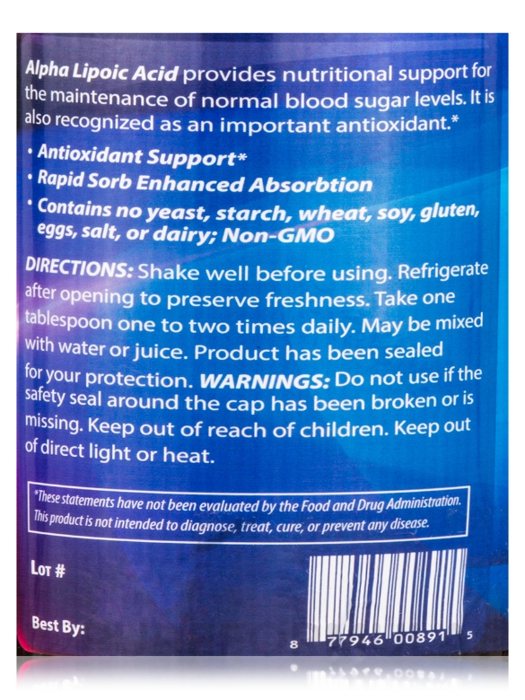 Liquid Alpha Lipoic Acid - 16 fl. oz (1 Pint) - Alternate View 4