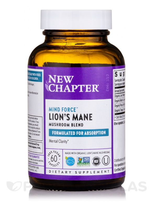 Mind Force™ Lion’s Mane Mushroom Blend - 60 Vegan Capsules - Alternate View 2