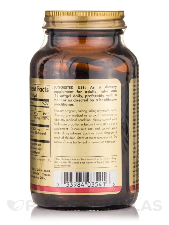 Vitamin E 268 mg (400 IU) (d-Alpha Tocopherol & Mixed Tocopherols) - 100 Softgels - Alternate View 2