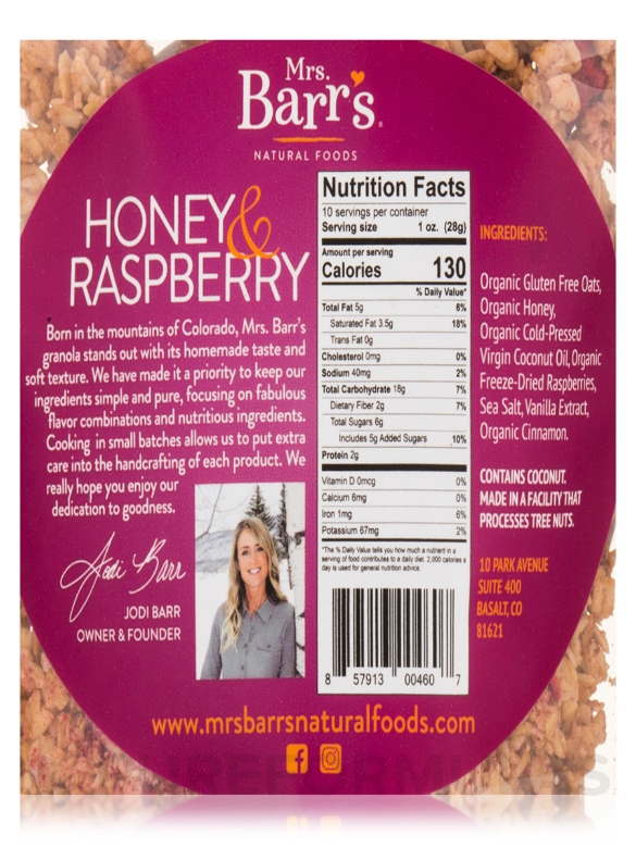 Honey & Raspberry Granola - 10 oz (283 Grams) - Alternate View 2