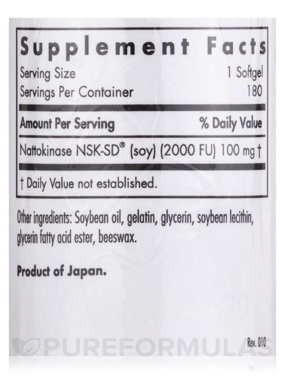 Nattokinase NSK-SD® 100 mg - 180 Softgels - Alternate View 3