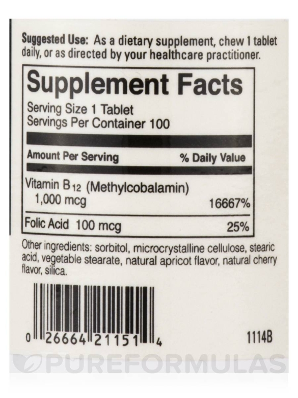 B12 - 100 Chewable Vegetarian Tablets - Alternate View 3