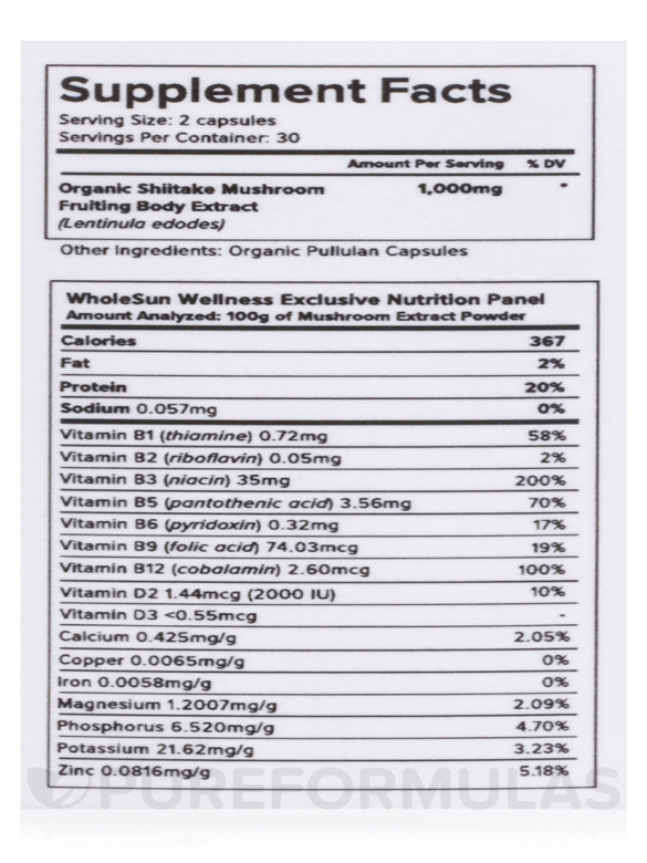 Organic Shiitake Mushroom - 60 Capsules - Alternate View 4