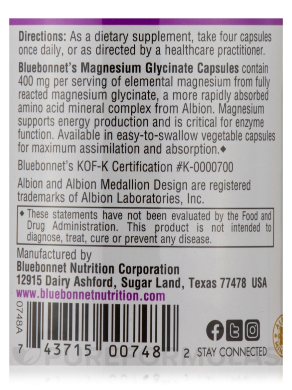 Magnesium Glycinate - 60 Vegetable Capsules - Alternate View 4