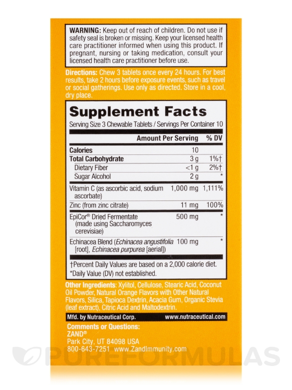 Immune Fast Zesty Orange Natural Flavor - 30 Chewable Tablets - Alternate View 5