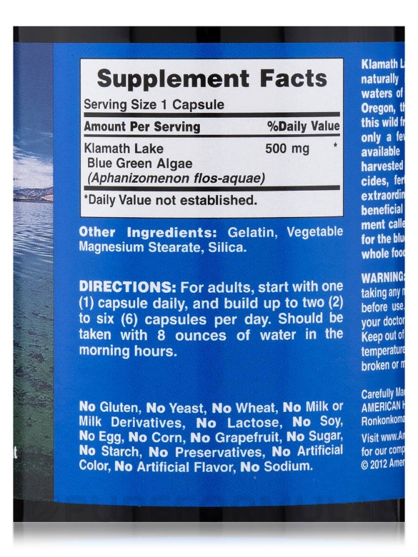 Klamath Shores® Blue Green Algae 500 mg - 120 Capsules - Alternate View 4