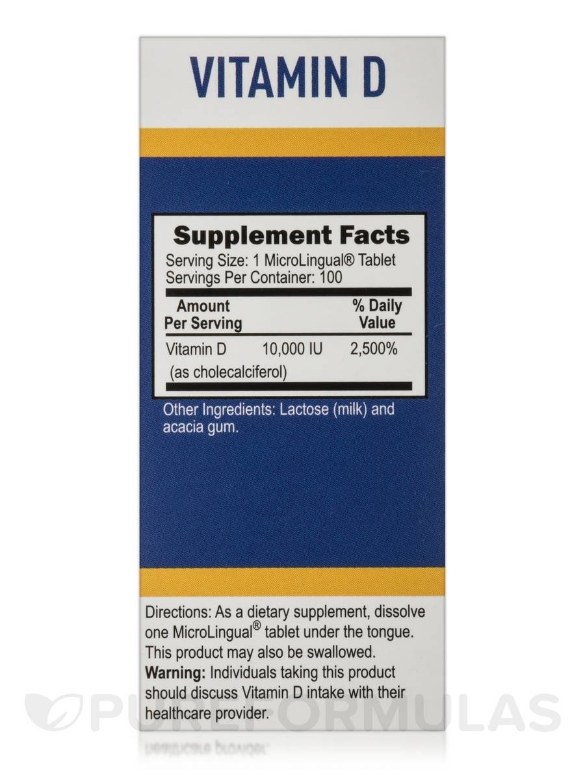 Vitamin D3 10000 IU - Extra Strength - 100 MicroLingual® Tablets - Alternate View 2