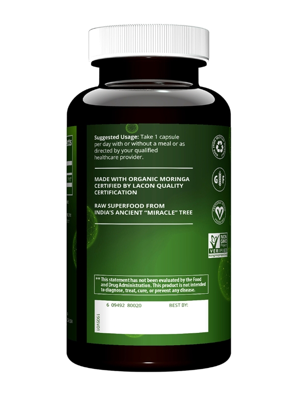 Moringa Leaf - 60 Vegan Capsules - Alternate View 2