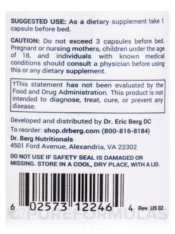 Sleep Aid Regular Formula - 90 Capsules - Alternate View 3