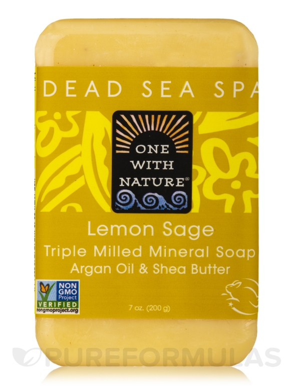 Lemon Sage - Triple Milled Mineral Soap Bar with Argan Oil & Shea Butter - 7 oz (200 Grams) - Alternate View 1