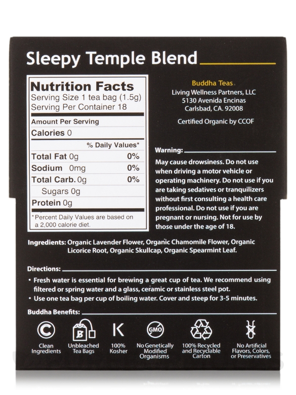 Organic Sleepy Temple Blend Tea - 18 Tea Bags - Alternate View 4