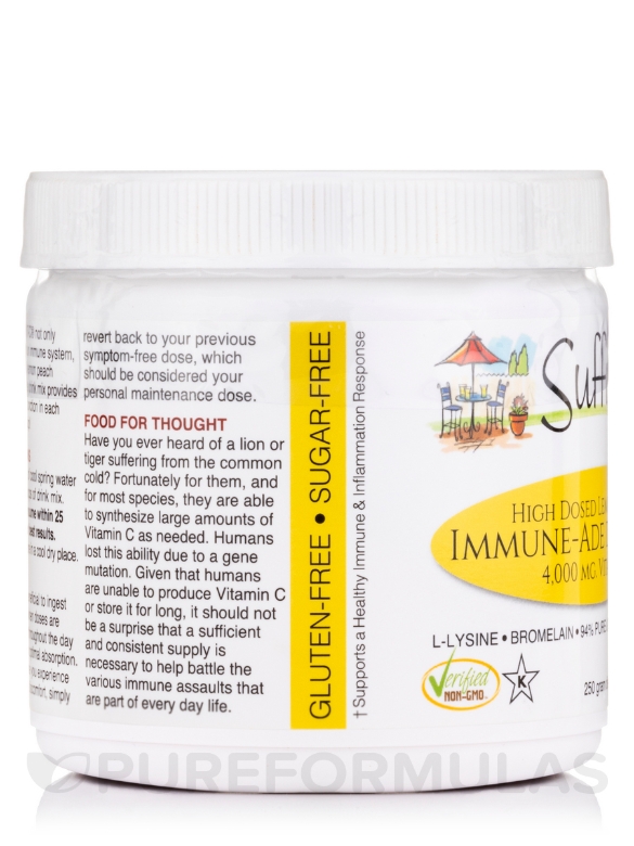 Sufficient-C® High Dose Vitamin C Lemon Peach Immune-Ade Drink Mix - 250 Grams - Alternate View 3