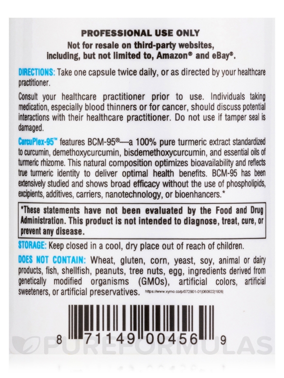 CurcuPlex-95™ - 120 Vegetarian Capsules - Alternate View 4