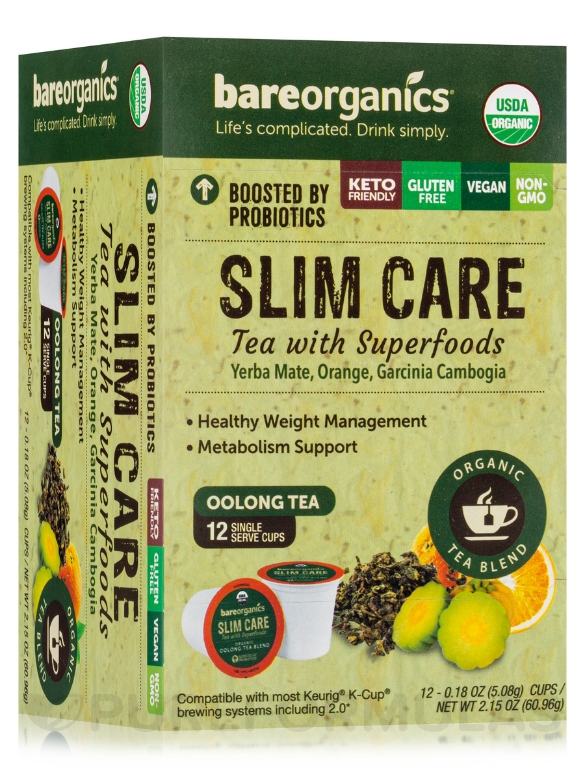 Organic Slim Care Tea with Superfoods - 12 Single-serve Cups (2.12 oz / 60 Grams)