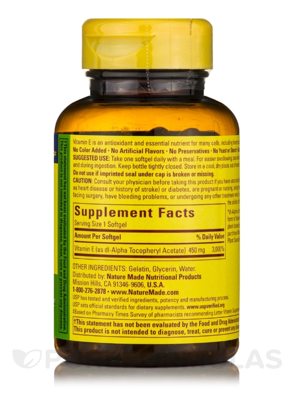 Vitamin E 1000 I.U. - 60 Softgels - Alternate View 2