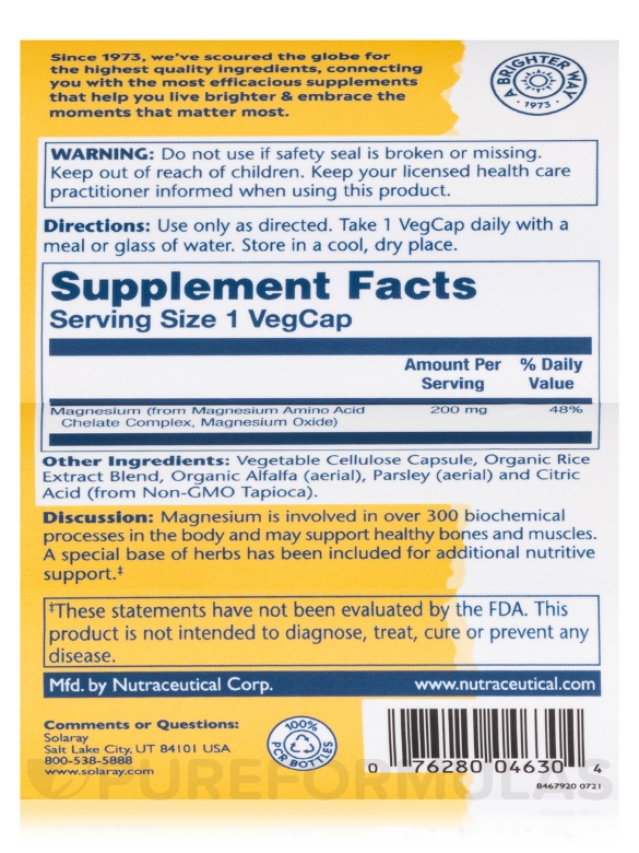 Magnesium 200 mg - 100 VegCap - Alternate View 3