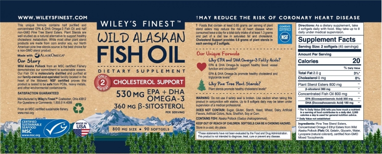 Wild Alaskan Fish Oil Cholesterol Support - 90 Softgels - Alternate View 3