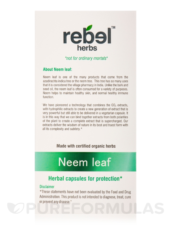 Neem Leaf Capsules - 60 Vegetarian Capsules - Alternate View 4