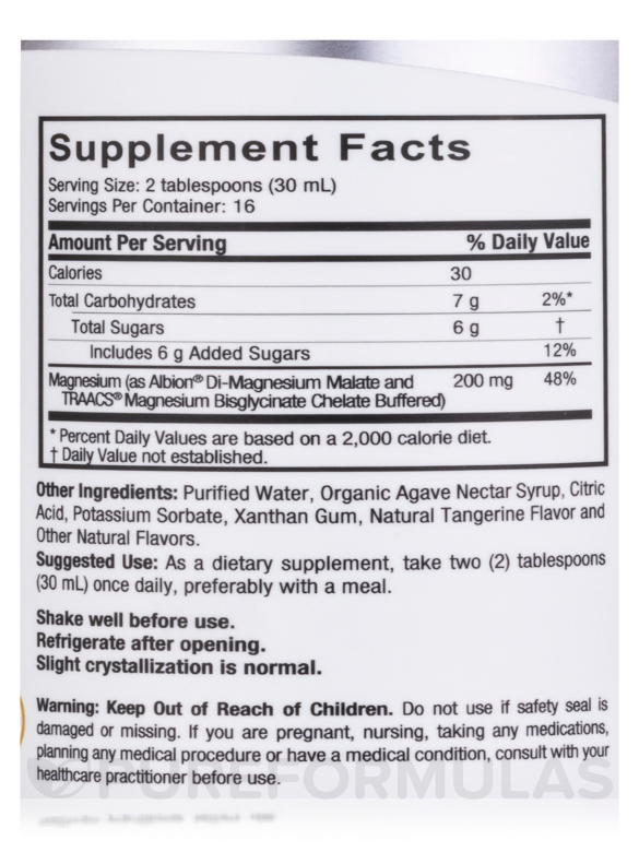 Liquid Magnesium Malate and Glycinate (Natural Tangerine Flavor) - 16 fl. oz (480 ml) - Alternate View 3