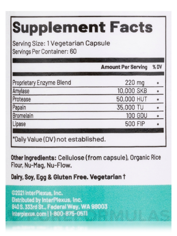 Mega-Polyzyme™ - 60 Vegetarian Capsules - Alternate View 4