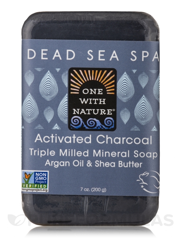 Activated Charcoal - Triple Milled Mineral Soap Bar with Argan Oil & Shea Butter - 7 oz (200 Grams) - Alternate View 1