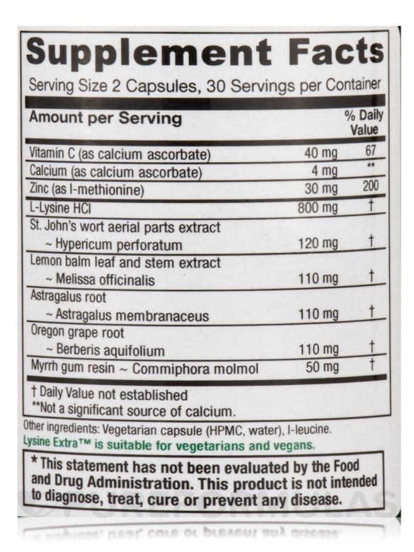 Lysine Extra™ - 60 Vegetarian Capsules - Alternate View 4