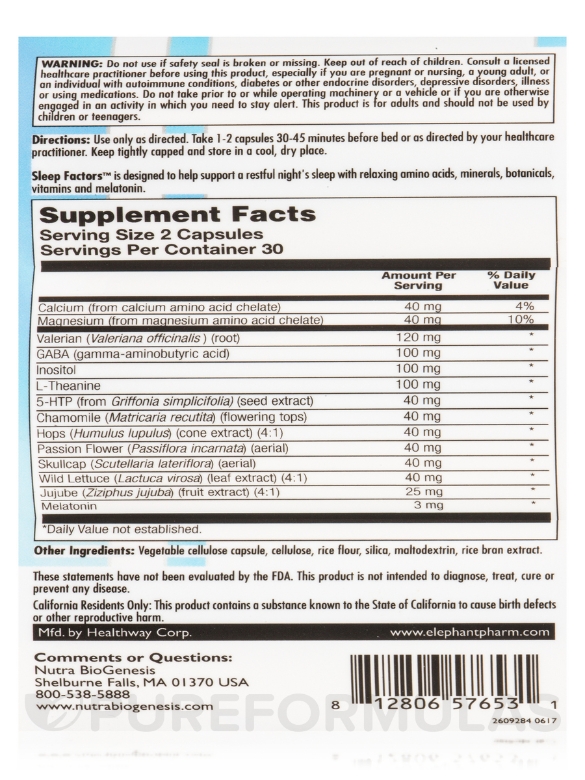 Sleep Factors™ - 60 Vegetarian Capsules - Alternate View 4