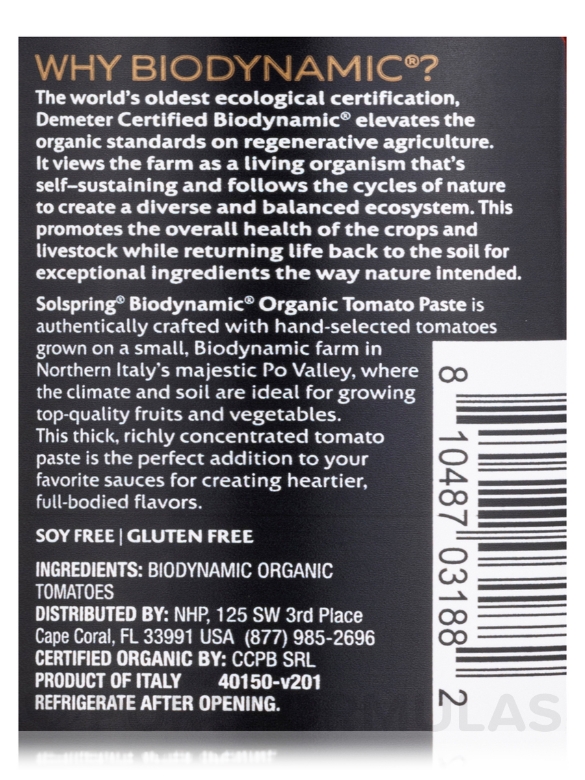 Solspring™ Biodynamic® Organic Tomato Concentrate - 7.05 oz (200 Grams) - Alternate View 5