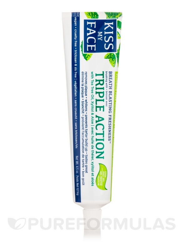 Triple Action Cool Mint Gel Fluoride Free Toothpaste - 4.5 oz (127.6 Grams) - Alternate View 7