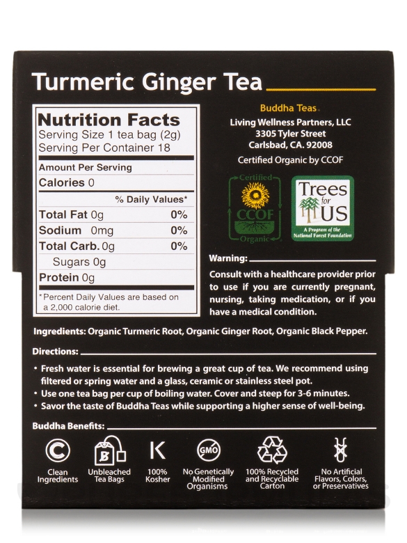 Organic Turmeric Ginger Tea - 18 Tea Bags - Alternate View 4