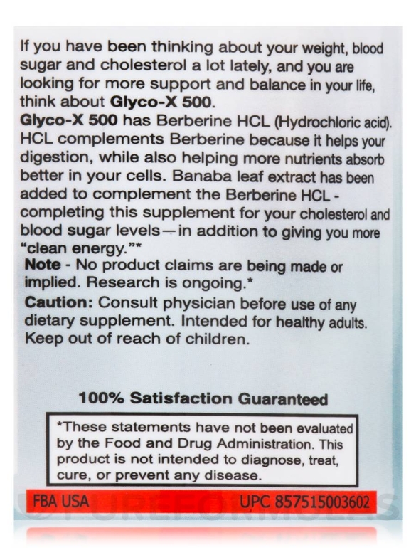 Glyco-X 500 with Extra Strength Berberine HCL - 120 Vegetarian Capsules - Alternate View 4