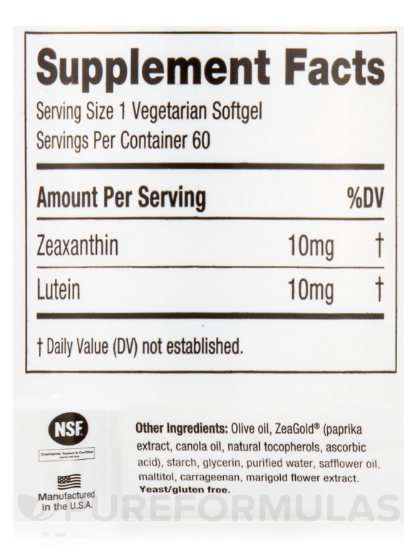 Zeaxanthin + Lutein - 60 Softgels - Alternate View 4