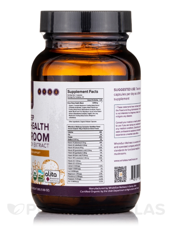 Organic Deep Sleep Health Mushroom - 60 Capsules - Alternate View 1