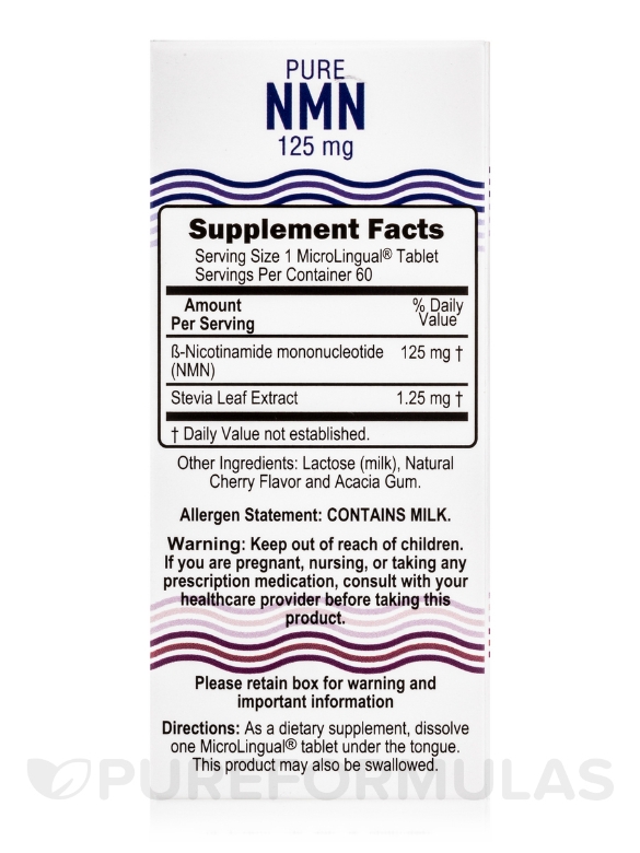 Pure NMN125 mg (Nicotinamide Mononucleotide) - 60 MicroLingual® Tablets - Alternate View 4