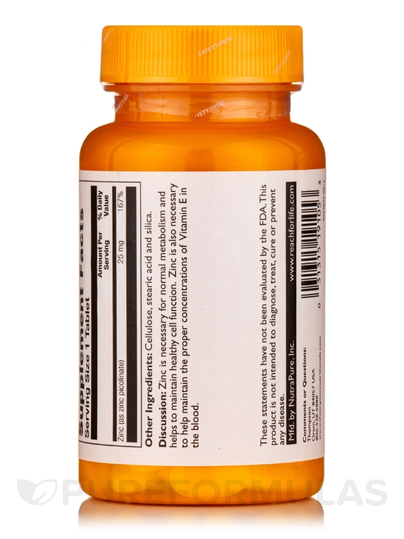 Zinc Picolinate 25 mg - 60 Tablets - Alternate View 2