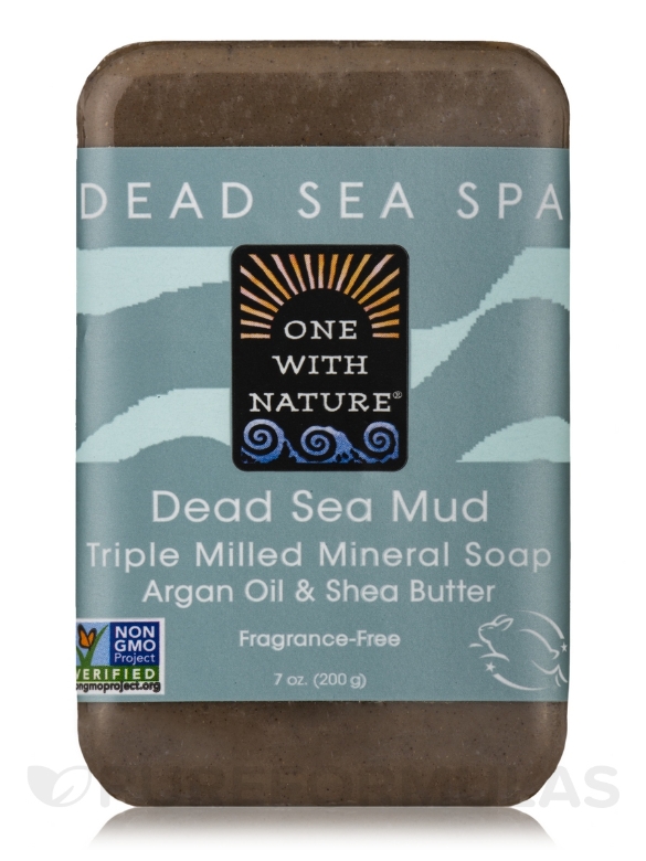 Dead Sea Mud - Triple Milled Mineral Soap Bar with Argan Oil & Shea Butter (Fragrance Free) - 7 oz (200 Grams) - Alternate View 1