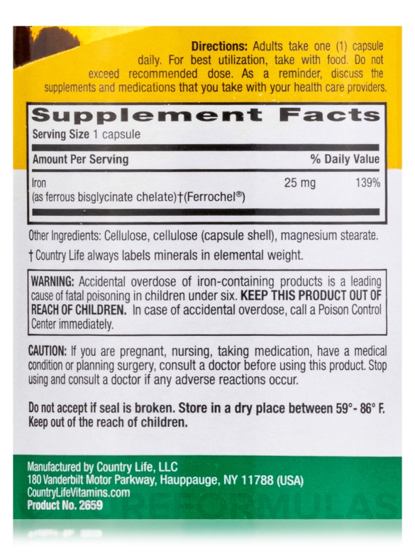 Easy Iron 25 mg - 90 Vegetarian Capsules - Alternate View 3