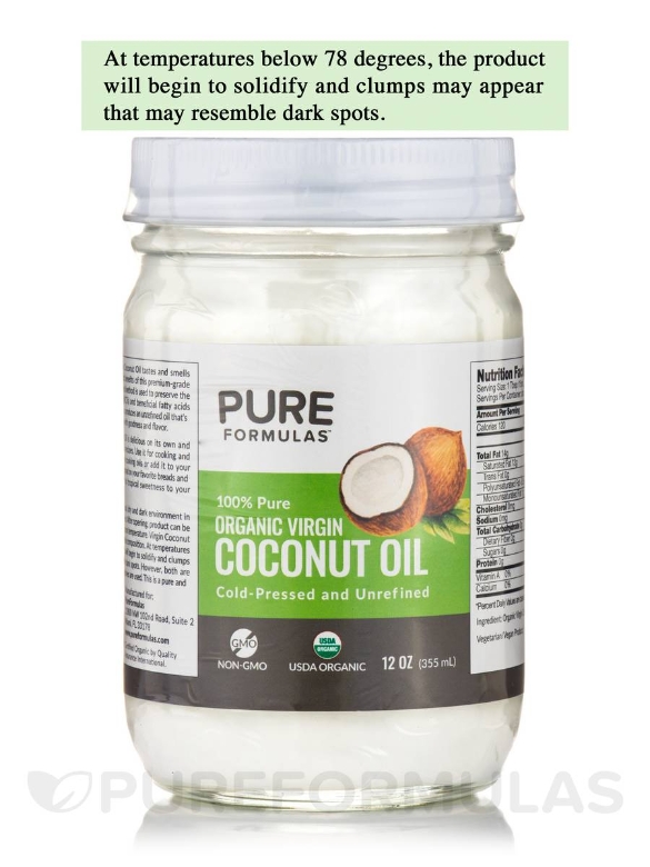 100% Pure Organic Virgin Coconut Oil - 12 fl. oz (355 ml) - Alternate View 3