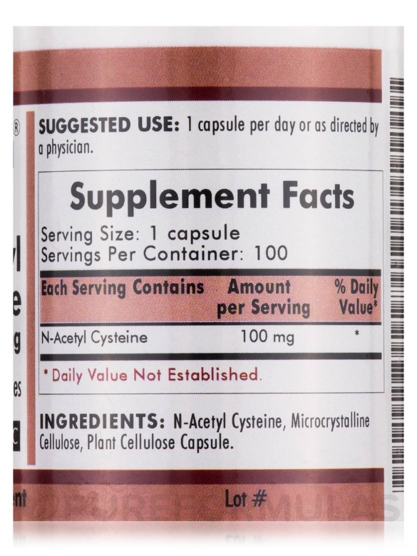 N-Acetyl Cysteine 100 mg -Hypoallergenic - 100 Capsules - Alternate View 4