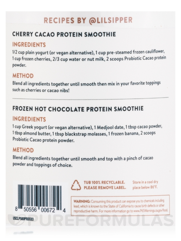  Probiotic Cacao Flavor - 17.6 oz (500 Grams) - Alternate View 2