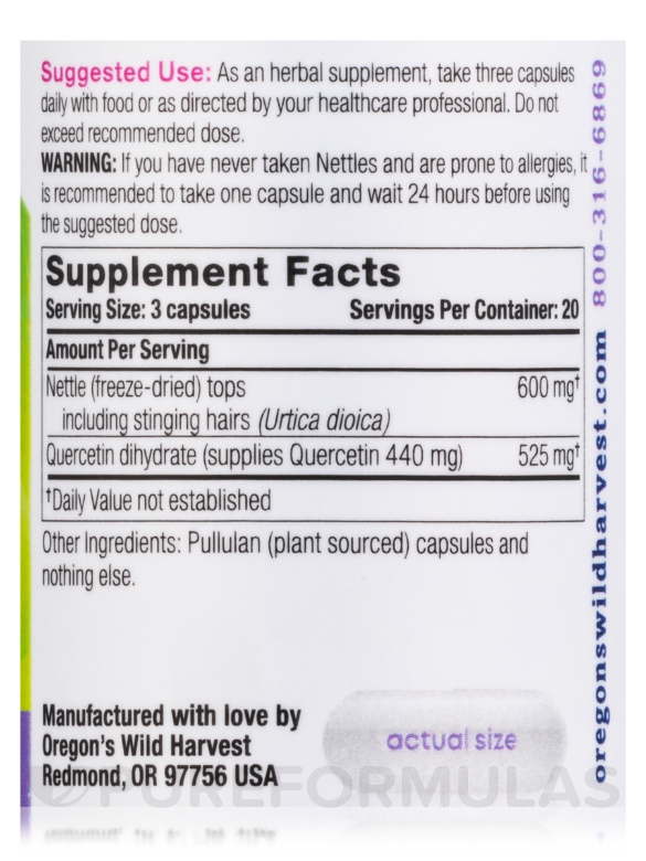 Nettle Quercetin - 60 Vegan Capsules - Alternate View 3