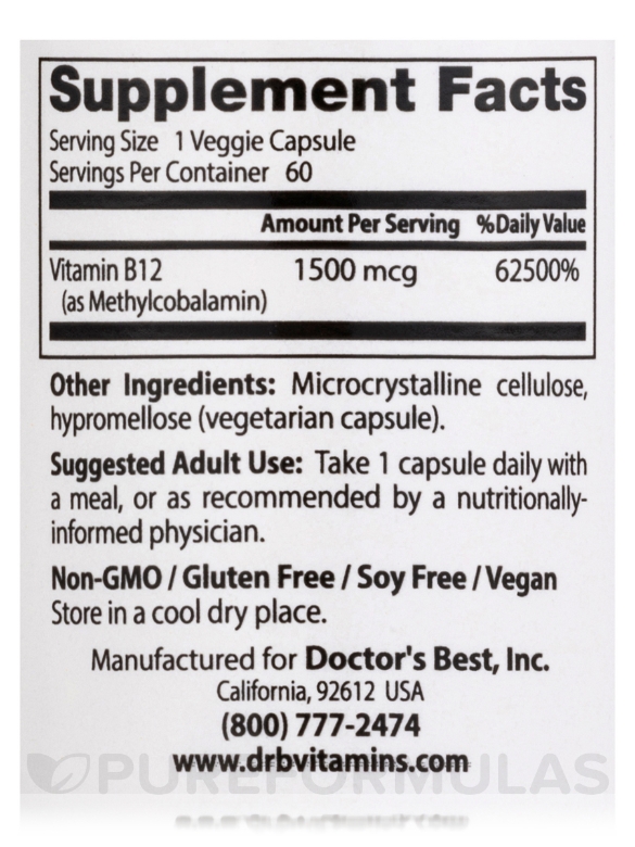 Fully Active B12 1500 mcg - 60 Veggie Capsules - Alternate View 3