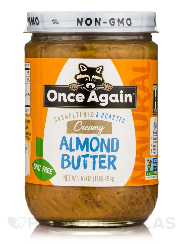 Creamy Roasted Almond Butter - Unsweetened & Salt Free - 16 oz (454 Grams)